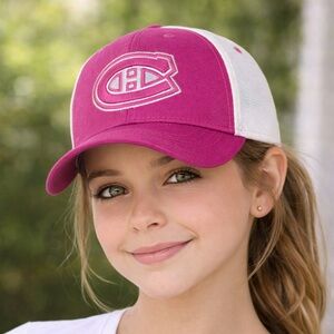 Girls Pink and White Canadians Habs Baseball Cap